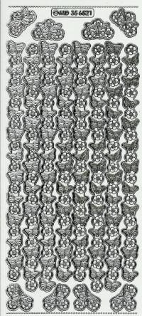 Billede: sommerfuglekant transperant sølv stickers