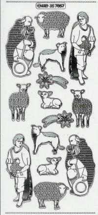 Billede: fårehyrder, transperant sølv stickers