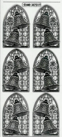 Billede: kirkevindue med klokker, transperant sølv stickers