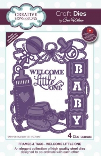 Billede: skære/prægeskabelon babyramme, Welcome Little One, CREATIVE EXPRESSIONS SUE WILSON DIES CED4348, 12,7x10,4cm