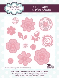 Billede: skæreskabelon CREATIVE EXPRESSIONS DIES CEDLH1013, BY LISA HORTON, Biggest: 4,2x4,2cm, Stitched Blooms