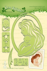 Billede: skære/prægeskabelon mor med baby i oval krans, LEANE DIE CUT/EMB “Mother & Child