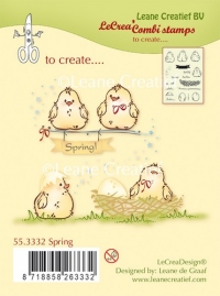 Billede: LEANE CLEARSTAMP “Spring” 45.3332, forårsfugle med æg og rede, førpris kr. 40,00, nupris