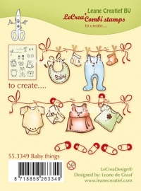 Billede: LEANE CLEARSTAMP “Baby Things” 55.3349, babyvasketøj på snor, førpris kr. 40,00, nupris