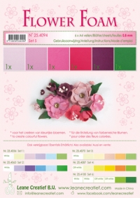 Billede: Leane Flower Foam A4 0,8mm “Assortment Set 5” 6 assorterede farver 25.4094, Inklusiv vejledning