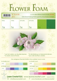 Billede: Leane Flower Foam A4 0,8mm “Assortment Set 6” 6 assorterede farver 25.4100, Inklusiv vejledning