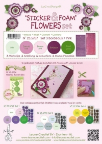 Billede: LEANE Sticker & Foam Flower set 3 “Bordeaux/Pink” 25.5787, blomsterdien købes separat
