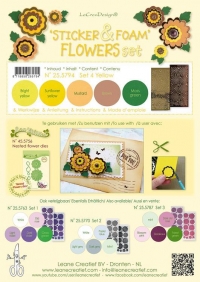 Billede: LEANE Sticker & Foam Flower set 4 “Yellow” 25.5794, blomsterdien købes separat