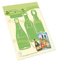 Billede: skære/prægeskabelon 3 flasker, øl, vin og champagne, LEANE DIE CUT/EMB 