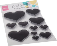 Billede: stempler hjerter, MARIANNE DESIGN CLEARSTAMP CS1093 Colorful Silhouette - Basic Hearts, største ca. 