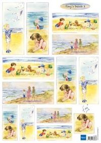 Billede: børn på stranden, Marianne Design 3D ark 1 stk IT0567