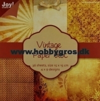 Billede: Joy Papirpakke Vintage nr 1, 36 ark, 9 designs, 15x15cm, 6011/0101, førpris kr. 42,00, nupris