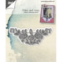Billede: skæreskabelon node og roser, JOY CUT “Note and Roses” 6002/0201, 91x37mm, førpris kr. 35,00, nupris