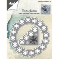 Billede: skære/prægeskabelon snefnug i ring og snefnughjørne, 60x60mm og 42x41mm, JOY CUT/EMB/DEB “Snowflake corner + Background, førpris kr. 88,00, nupris