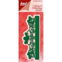 Billede: skæreskabelon løs bort med sløjfer og gran, JOY CUT “Bowborder Christmas” 6002/0640, 47x140mm, førpris kr. 77,00, nupris