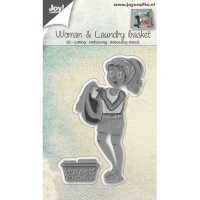 Billede: skære/prægeskabelon kvinde med vasketøj og kurv, Woman with Laundrybasket, førpris kr. 55,00, nupris