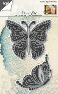 Billede: skære/prægeskabelon 2 sommerfugle, Butterflies Gracefull” 6002/0692, 76x67 og  59x60mm, joy, førpris kr. 90,00, nupris
