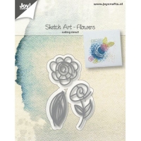 Billede: skæreskabelon blomst, JOY CUT “Sketch Art – Flowers” 6002/1035, 28x28, 36x16 & 22x44mm, førpris kr. 35,- nupris
