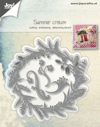 Billede: skære/prægeskabelon sommerkrans, JOY CUT/EMB “Wreath Summer Crown” 6002/1064, 87x87 / 29x17 / 26x19 / 32x25 & 89x89mm, førpris kr. 87,- nupris