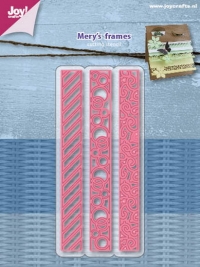 Billede: skæreskabelon opskæring af pyntekant, der sidder fast i kartonen, JOY CUT “Mery’s Frames” 6002/1076, 12x108 / 13x108 & 13x108mm, førpris 53,- nupris