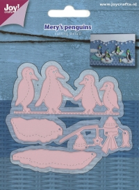Billede: skæreskabelon pingviner og isflager, JOY CUT “Mery’s Penguins” 6002/1119, 56x30 / 66x17 / 41x20 & 82x39mm, førpris kr. 69,00, nupris