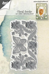 Billede: skære/prægeskabelon blomsterkant med sommerfugl, JOY CUT/EMB “Flowerborder with butterfly