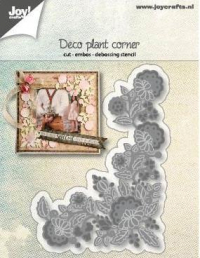 Billede: skære/prægeskabelon blomsterhjørne, JOY CUT/EMB “Deco Plantcorner” 6002/1288, 89x64mm, førpris kr. 47,- nupris