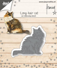 Billede: skære/prægeskabelon kat med lang pels, JOY CUT/EMB “Longhair cat