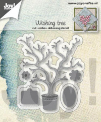 Billede: skære/prægeskabelon ønsketræ med blomster og små tags, JOY CUT/EMB “Wish Tree