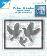 Billede: skære/prægeskabelon rektangulær ramme og 3 duer, JOY CUT/EMB “Frame / Pigeons