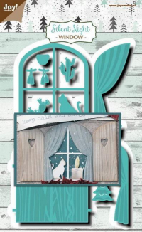 Billede: skære/prægeskabelon vindue, gardiner, kat, skodder og potteplanter, JOY CUT/EMB “Curtains