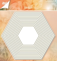 Billede: skæreskabelon hexagon, 12 dies, Hexagon” 6002/6106, 130x148mm, joy, førpris kr. 147,00, nupris