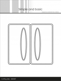Billede: skæreskabelon poselukker med piercing, Simple and Basic die “Pierced Bag Topper” SBD007, 11,2x10,3cm, førpris kr. 96,- nupris