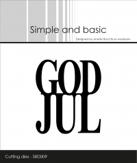Billede: skæreskabelon GOD JUL, Simple and Basic die “God Jul” SBD009, 5,3x6cm, førpris kr. 40,- nupris