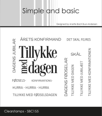 Billede: Simple and basic Clearstamp Tillykke med dagen, DAGENS JUBILAR, ÅRETS KONFIRMAND, DET SKAL FEJRES, SKÅL, FØDSELS-, KONFIRMATIONS-, HURRA - HURRA - HURRA, TILLYKKE MED FØDSELSDAGEN, DAGENS FØDSELAR, TILLYKKE MED DAGEN, TILLYKKE MED JUBILÆET, TILLYKKE MED KONFIRMATIONEN, SBC155, Største: 4,1x3,3cm