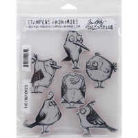Billede: Tim Holtz rubberstamp Bird Crazy, cms212, matcher p690241, førpris kr. 200,- nupris