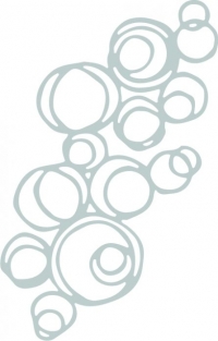 Billede: skæreskabelon sammenhængende cirkler, SIZZIX/Pete Hughes THINLITS DIE “Circle Mask” 662666, 7,9x12,3cm, førpris kr. 94,- nupris