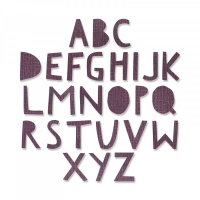 Billede: skæreskabelon store bogstaver, 76 dies, SIZZIX/TIM HOLTZ THINLITS DIE “Alphanumeric Cutout Ubber” 663073, førpris kr. 144,- nupris