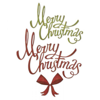 Billede: skæreskabelon Merry Christmas og en sløjfe, SIZZIX/TIM HOLTZ THINLITS DIE
