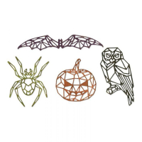 Billede: skæreskabelon flagermus, edderkop, græskar og ugle, SIZZIX/TIM HOLTZ THINLITS DIE 