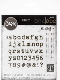 Billede: skæreskabelon små bogstaver og tal, SIZZIX/TIM HOLTZ THINLITS DIE, Alphanumeric Tiny Type Lower, 664407, førpris kr. 118,- nupris