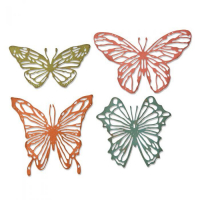 Billede: skæreskabelon 4 udskårne sommerfugle, SIZZIX/TIM HOLTZ THINLITS DIE 