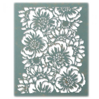 Billede: skæreskabelon blomsterhoveder, hvor det kun er blomsterhovederne der bliver skåret ud, SIZZIX/TIM HOLTZ THINLITS DIE