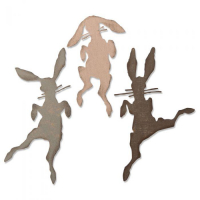 Billede: skæreskabelon 3 glade dansende harer, SIZZIX/TIM HOLTZ THINLITS DIE 
