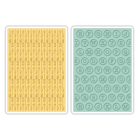 Billede: Sizzix Embossingfolder 2 stk A6, Arrows & Typewriter Keys, 659771, førpris kr. 80,- nupris