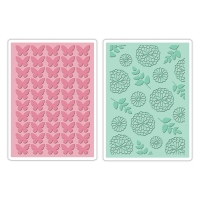 Billede: Sizzix Embossingfolder 2 stk A6, Butterfly & Garden Set, 659784, førpris kr. 80,- nupris