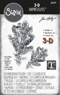 Billede: Sizzix/Tim Holtz, 3D Impresslits Embossing Folder med udskæring, Oak Leaf, 665374, førpris kr. 76,- nupris