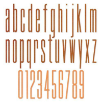 Billede: skæreskabelon alfabet og tal, små bogstaver, SIZZIX/TIM HOLTZ THINLITS DIE, Alphanumeric Stretch Lower & Numbers, 665207
