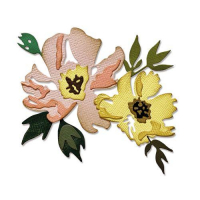 Billede: skæreskabelon 2 blomsterhoveder, SIZZIX/TIM HOLTZ THINLITS DIE, Brushstroke Flowers #1, 665209, førpris kr. 116,- nupris