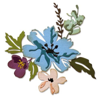Billede: skæreskabelon 3 blomsterhoveder, SIZZIX/TIM HOLTZ THINLITS DIE, Brushstroke Flowers #2, 665210, førpris kr. 116,- nupris